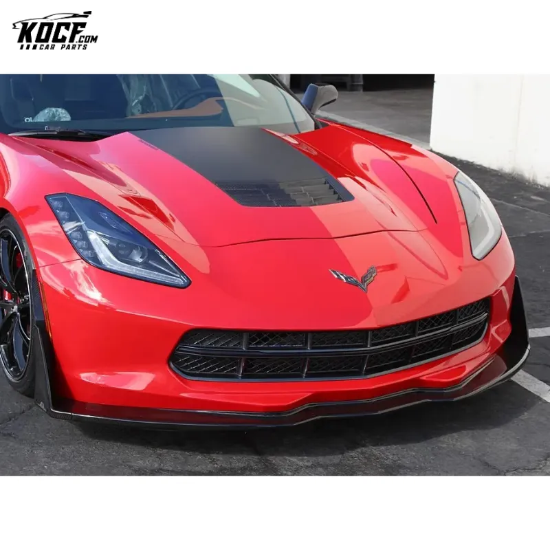 2013 Carbon Fiber Front Bumper Splitter Lip with Canards For Corvette C7 Z06