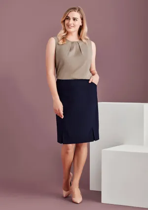 20720 BizCorporates Womens Front Pleat Detail Straight Skirt