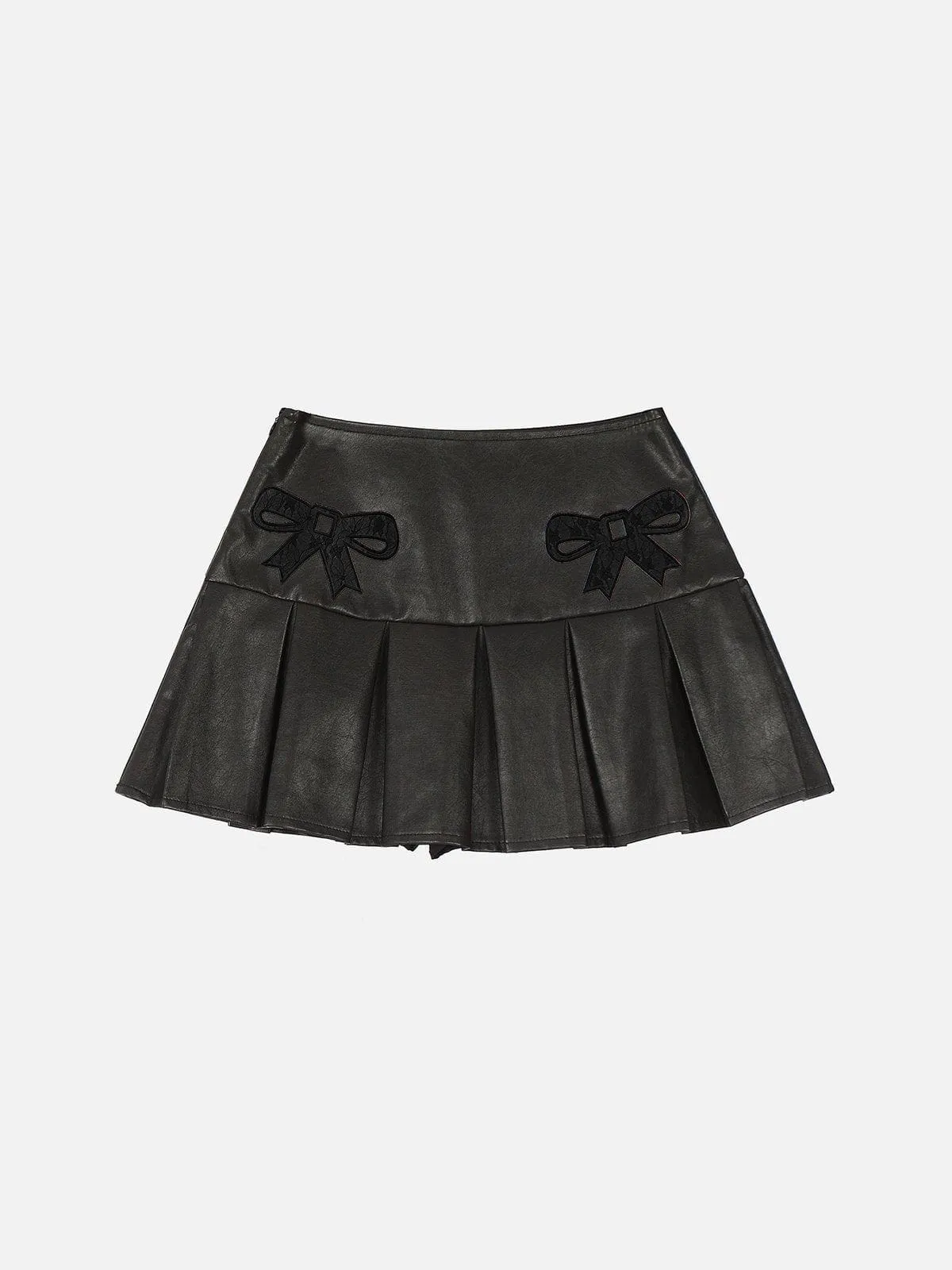 Aelfric Eden Embroidery Bow Faux Leather Skirt