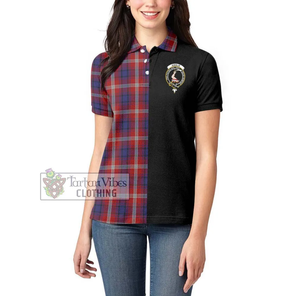 Ainslie Tartan Women's Polo Shirt with Family Crest and Half Of Me Style