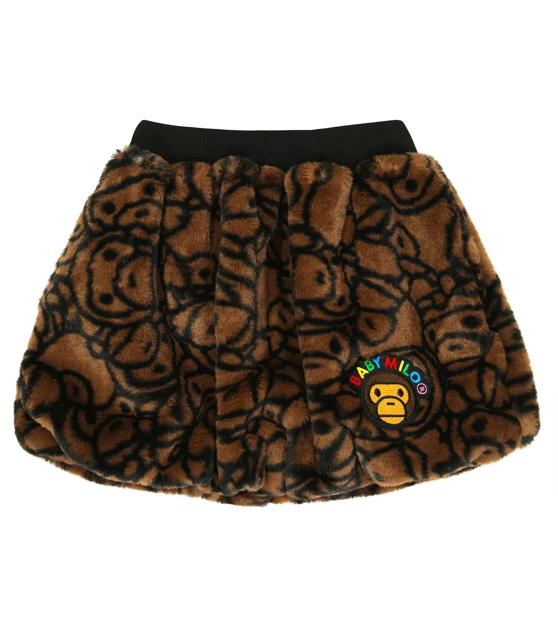 All Baby Milo Faux Sheepskin Skirt with BAPE Print, Multicolor