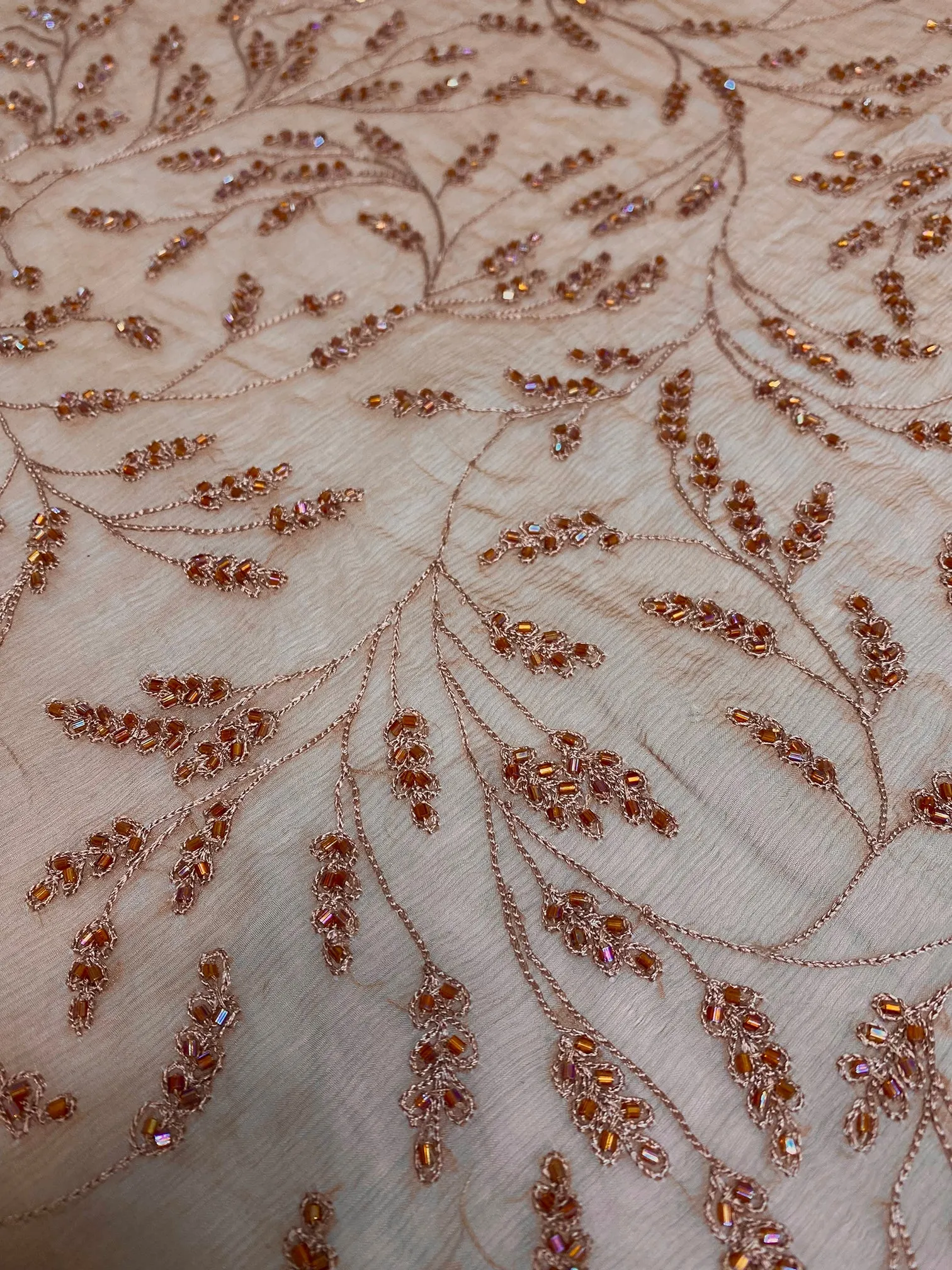 Almond JEC-176-1 Sequins & Beads on Silk Chiffon