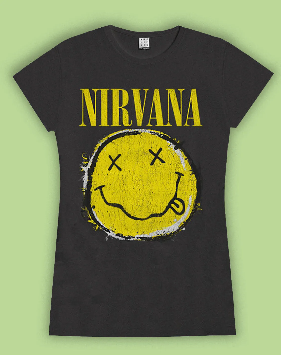 Amplified Nirvana Worn Out Smiley Womens T-Shirt