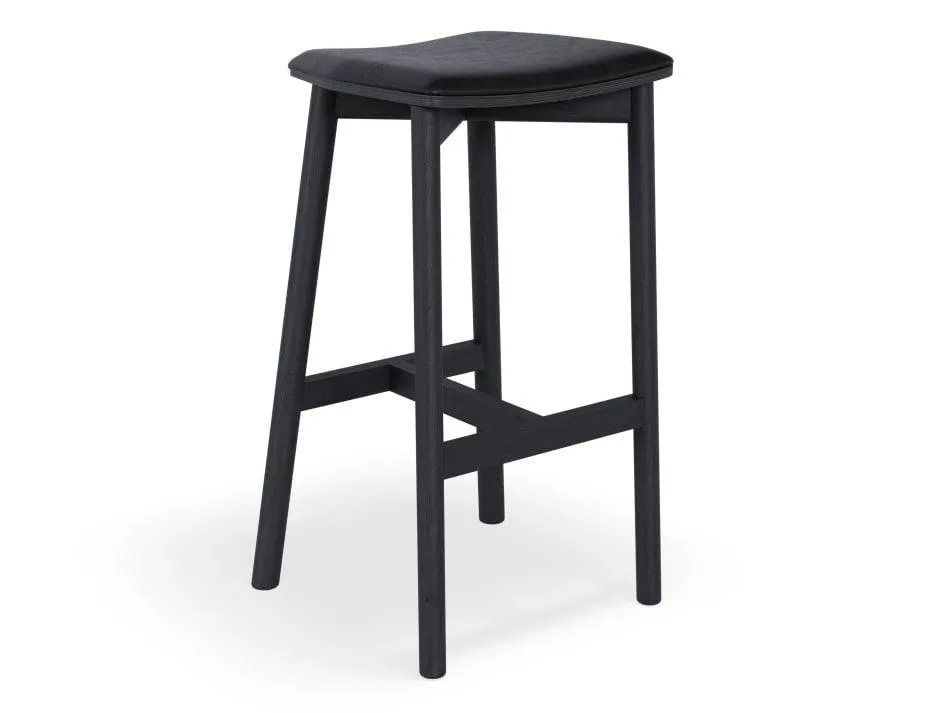 Andi Stool - Black - Backless with Pad - 66cm Seat Height Charcoal Fabric Seat Pad