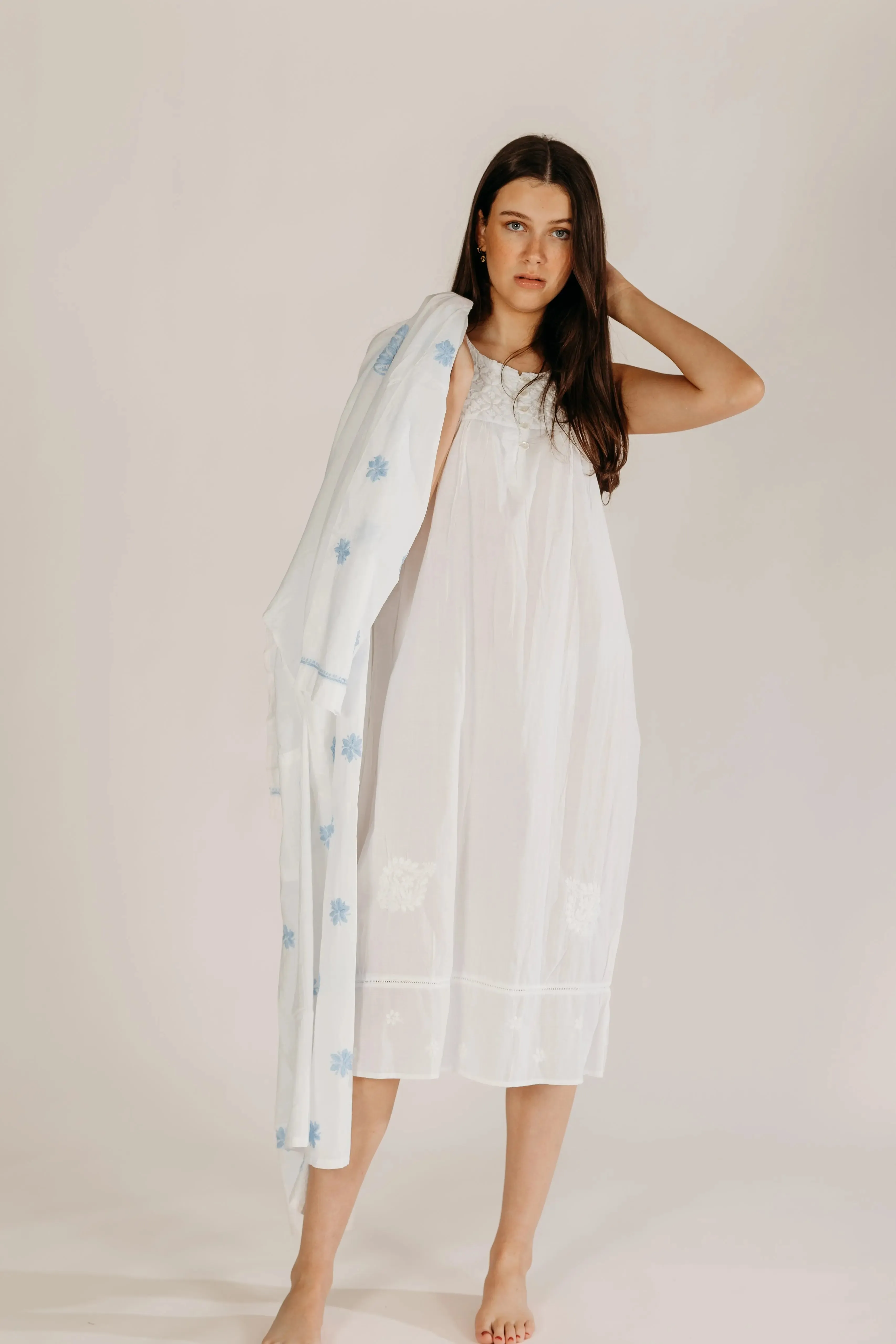 Anushka Blue Embroidered Robe