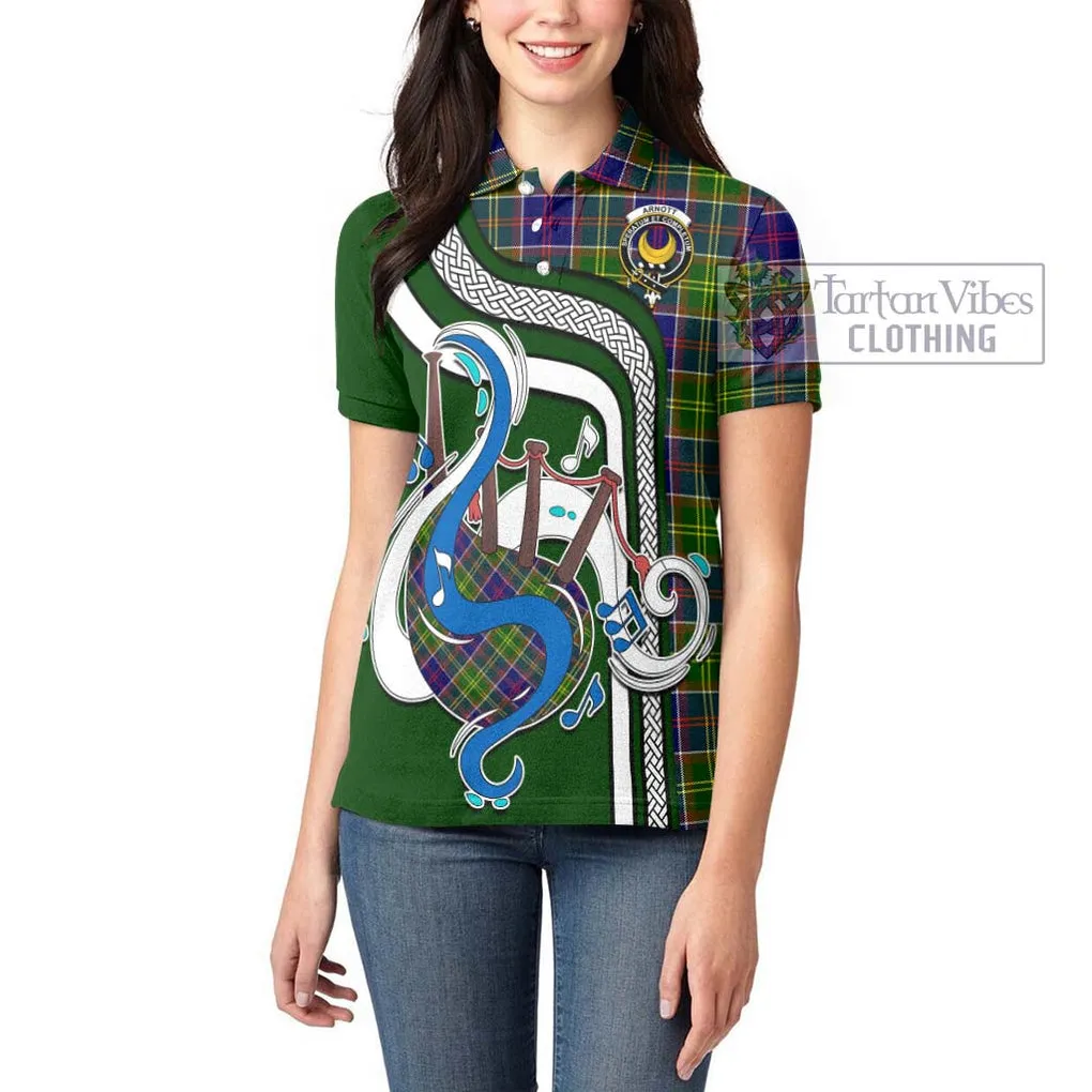 Arnott Tartan Women's Polo Shirt with Epic Bagpipe Style