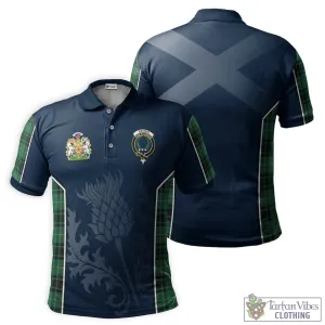 Arthur Ancient Tartan Men's Polo Shirt with Family Crest and Scottish Thistle Vibes Sport Style