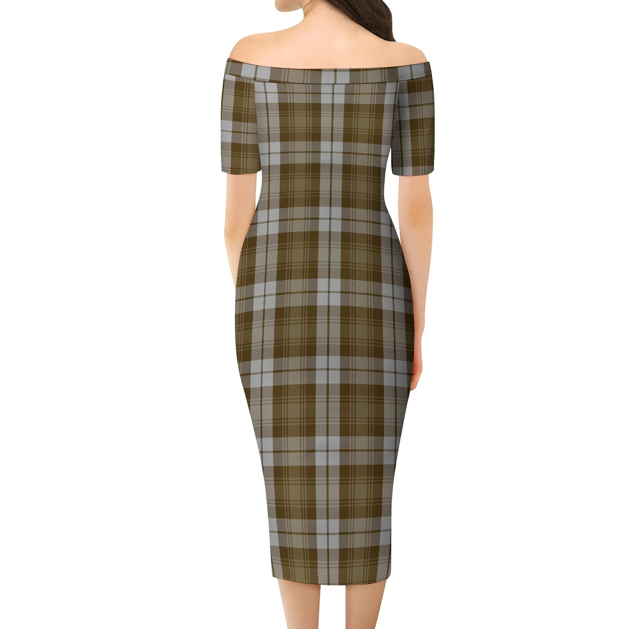 Baillie Dress Tartan Off Shoulder Lady Dress