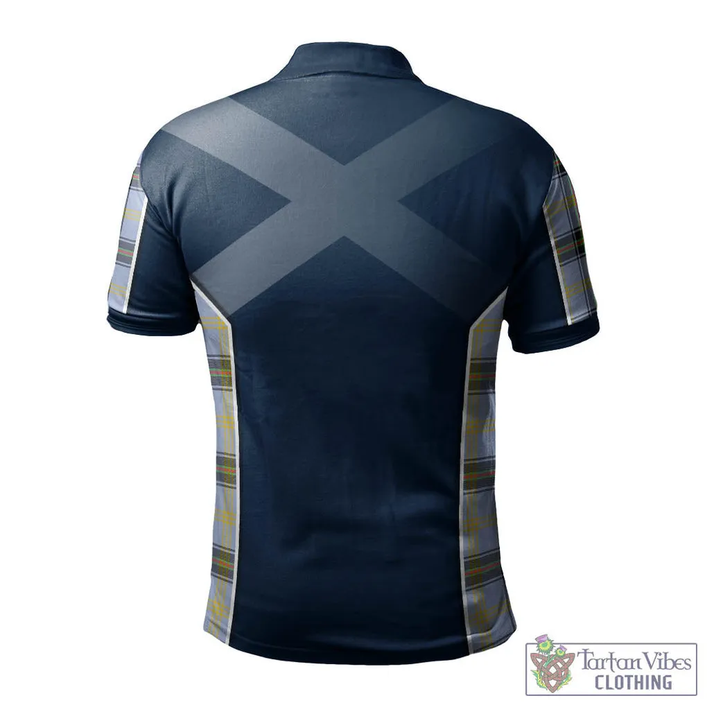 Bell Tartan Men's Polo Shirt with Family Crest and Scottish Thistle Vibes Sport Style