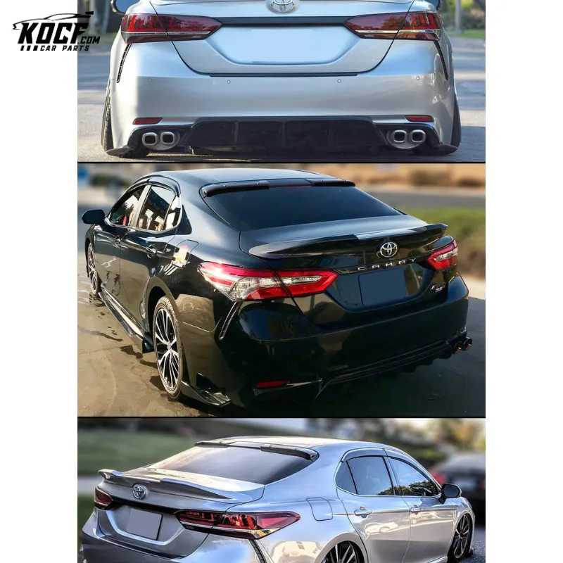 Black Curved Rear Window Windshield Visor Roof Spoiler for 8th Generation Toyota Camry 2018-2024