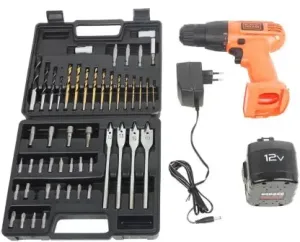 Black Decker 12-Volt Cordless Drill/Driver with Keyless Chuck and 50 Accessories Kit