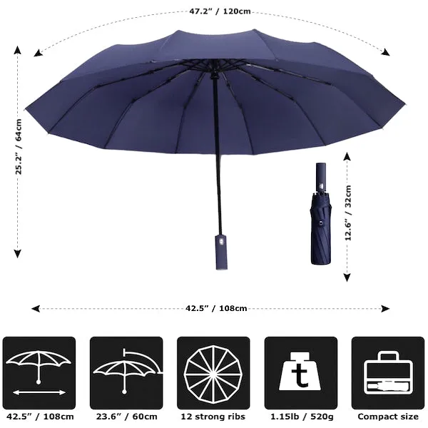 Blue Automatic Rain Umbrella