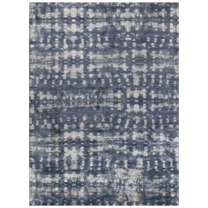 Blue Contemporary Silk Wool Blend Rug - 9' x 12'