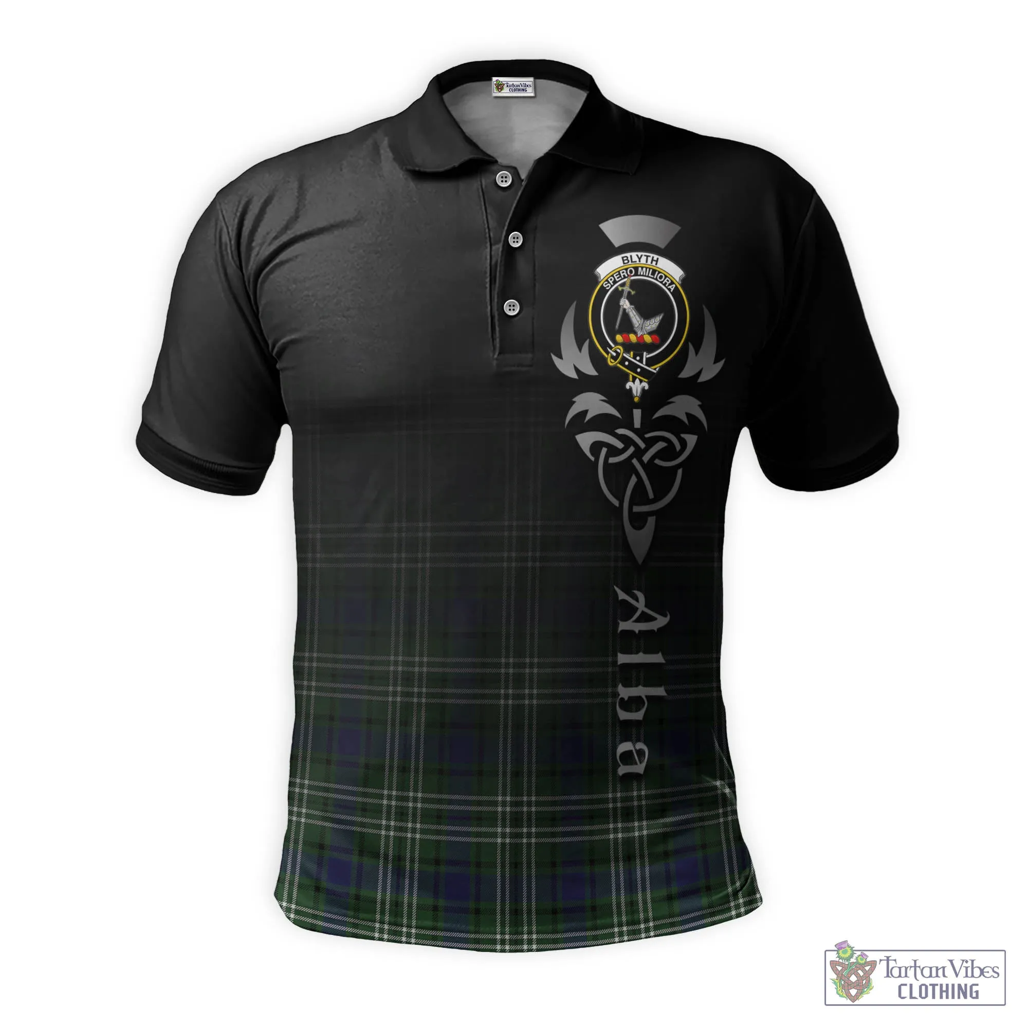 Blyth Tartan Polo Shirt Featuring Alba Gu Brath Family Crest Celtic Inspired