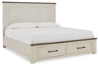 Brewgan King Panel Storage Bed with Mirrored Dresser, Chest and 2 Nightstands