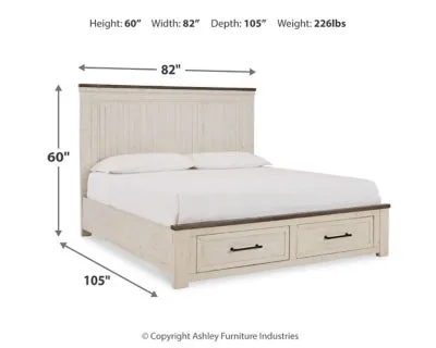 Brewgan King Panel Storage Bed with Mirrored Dresser, Chest and 2 Nightstands