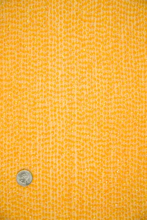 Bright Gold Sequins & Beads on Silk Chiffon Fabric