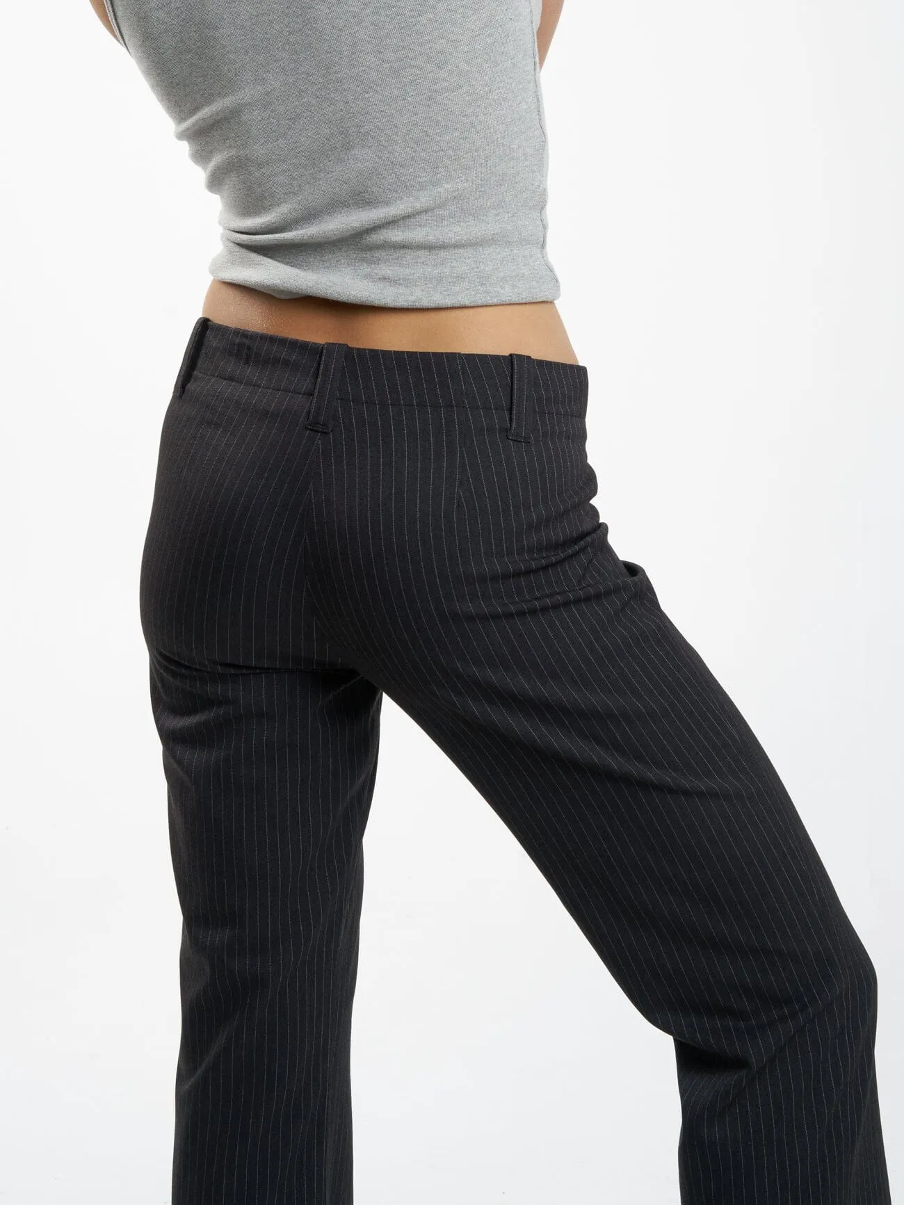 Brit Pinstripe Pant - Charcoal