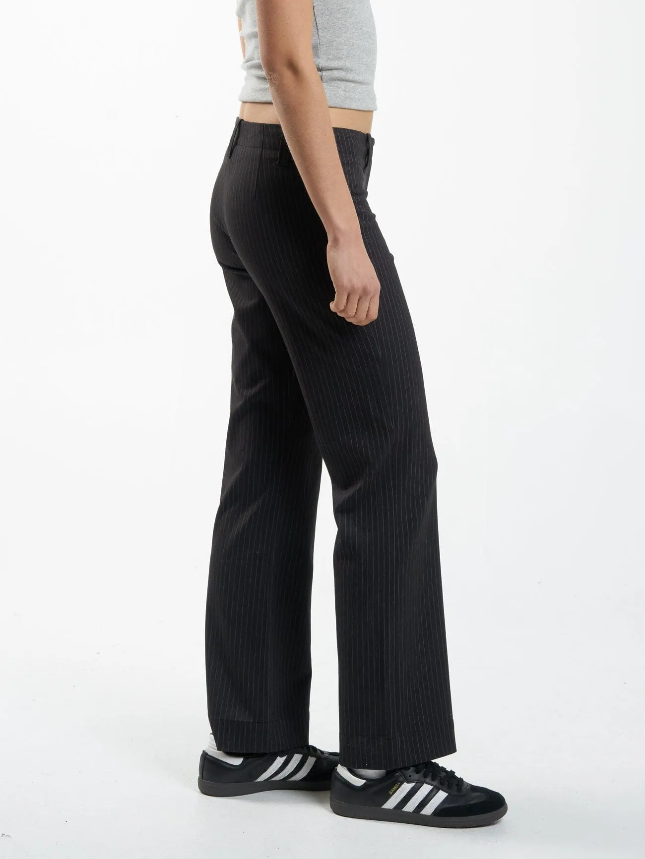 Brit Pinstripe Pant - Charcoal