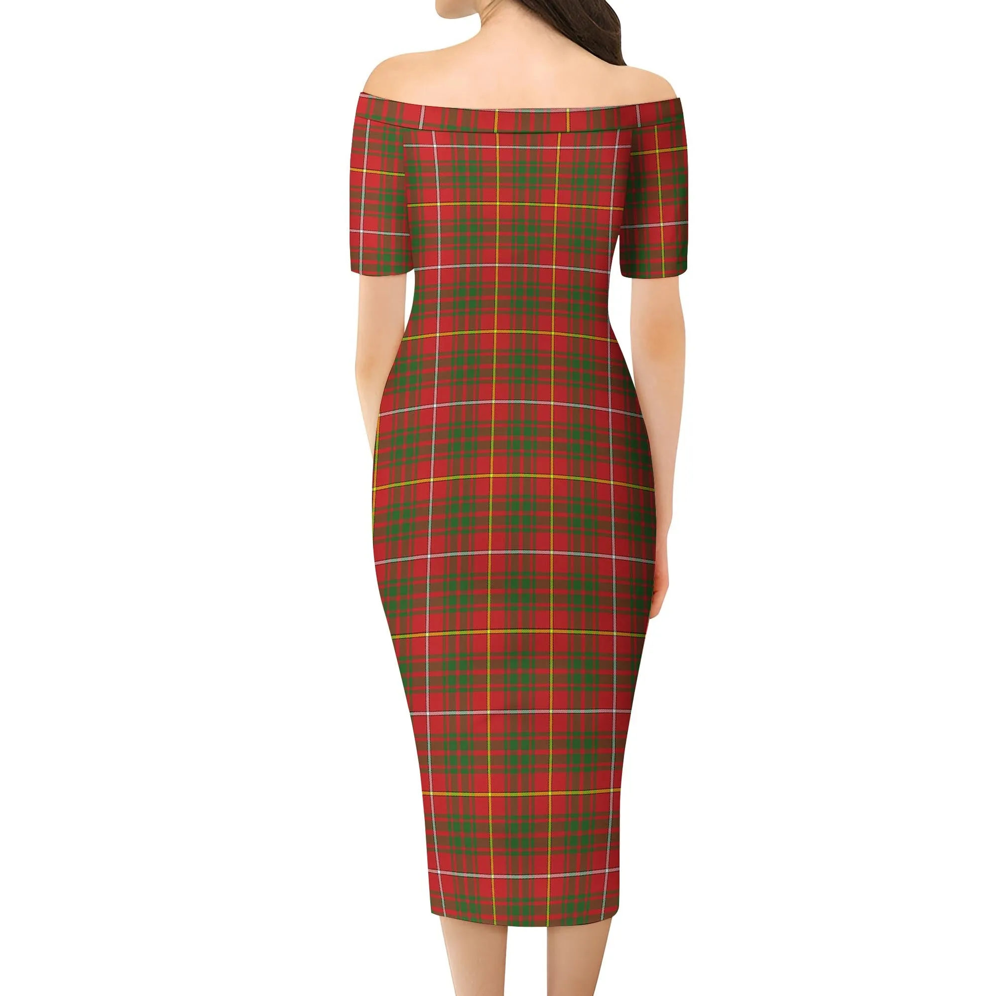 Bruce County Canada Tartan Off Shoulder Lady Dress