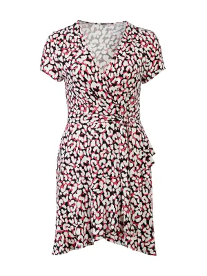 Brushstroke Leopard Brandy Faux Wrap Dress