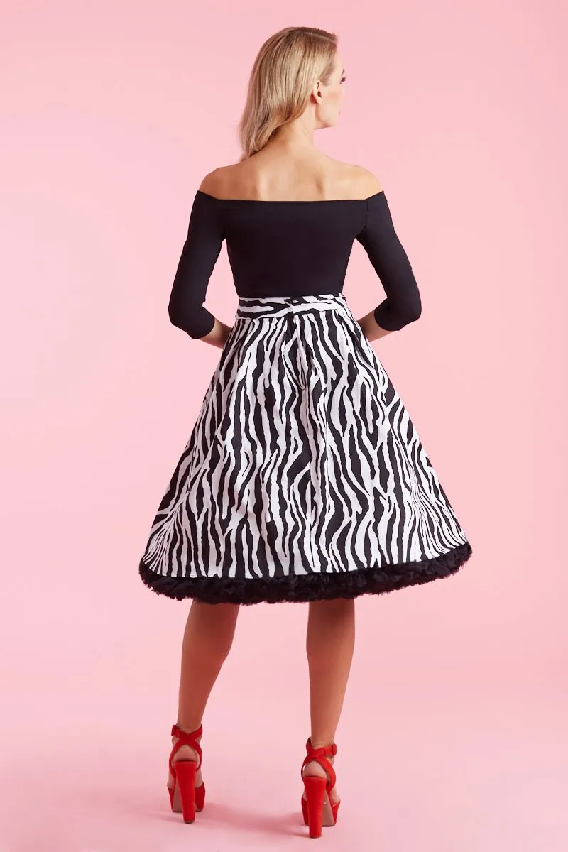 Carolyn Zebra Print Swing Skirt