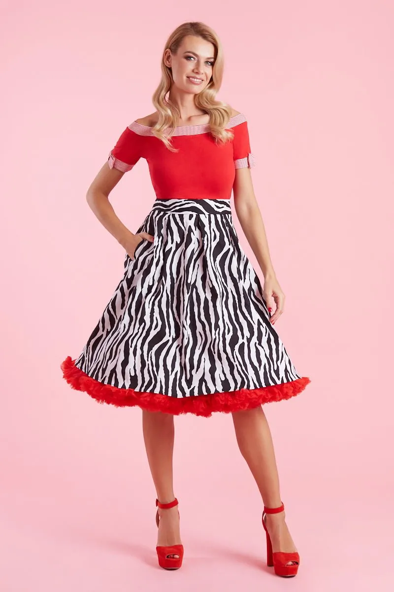 Carolyn Zebra Print Swing Skirt