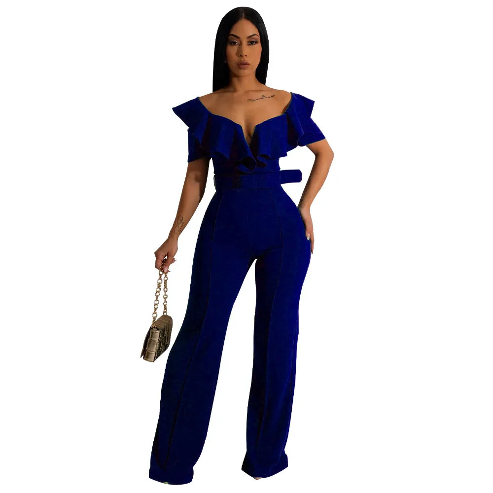 Casual Slim Fit Ruffle Jumpsuit