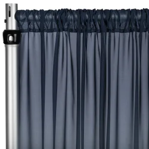 Chiffon Curtain Drape 12ft H x 58" W Panel - Navy Blue