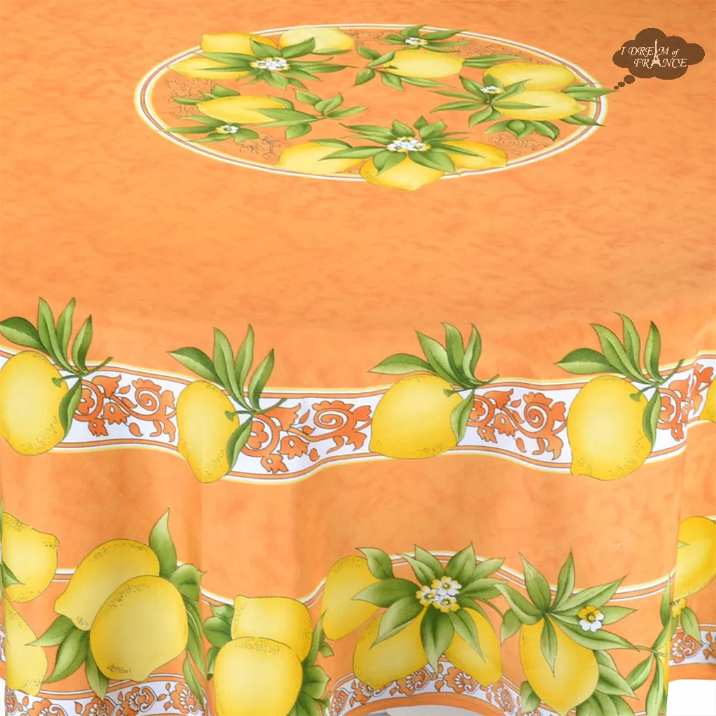 Citrus Orange French Provencal Polyester Tablecloth - 70" Round