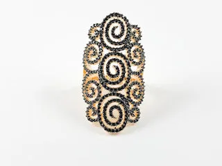 Classic Elegant Fine Swirl Pattern Long Brass Ring