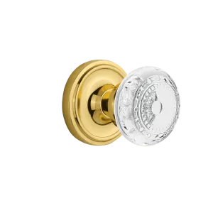 Classic Rosette with Crystal Meadows Knob in Unlacquered Brass