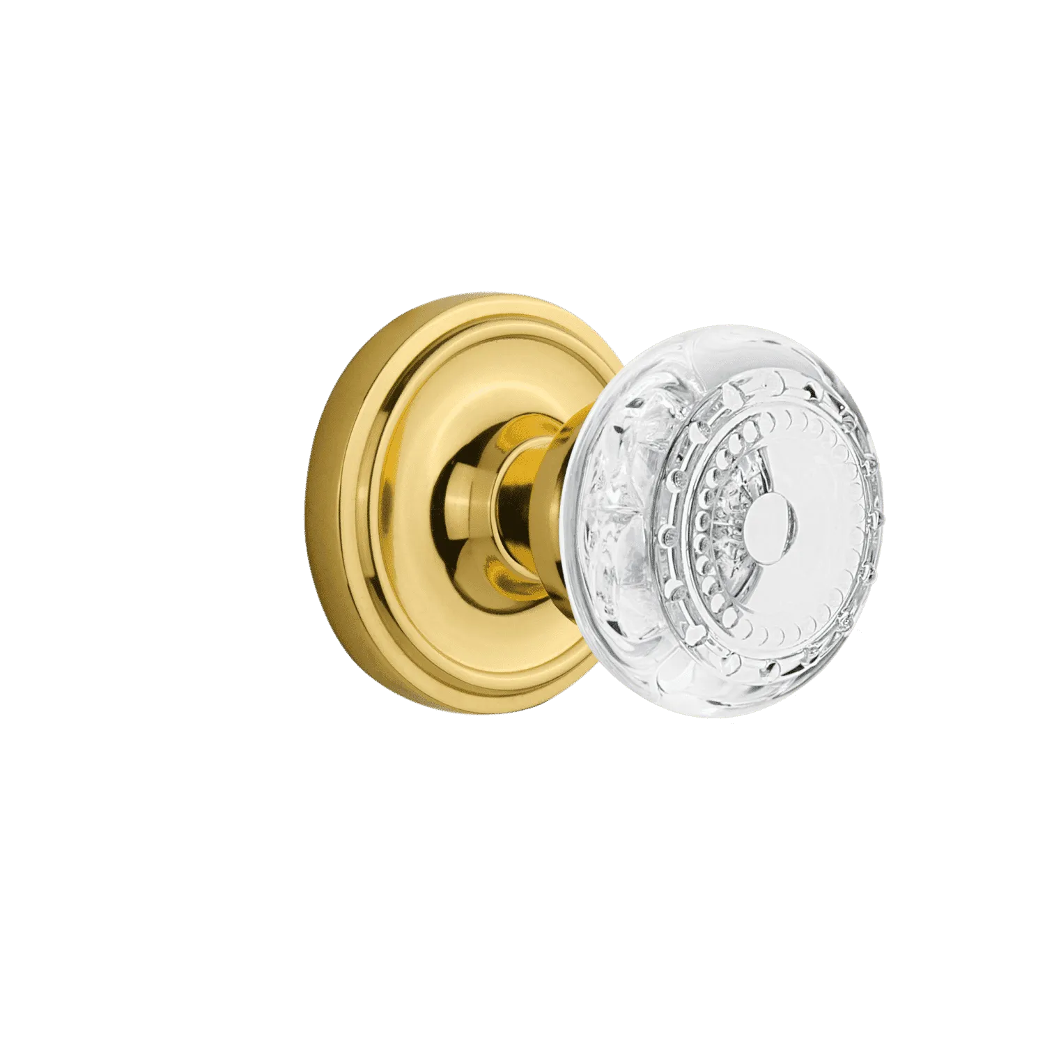 Classic Rosette with Crystal Meadows Knob in Unlacquered Brass