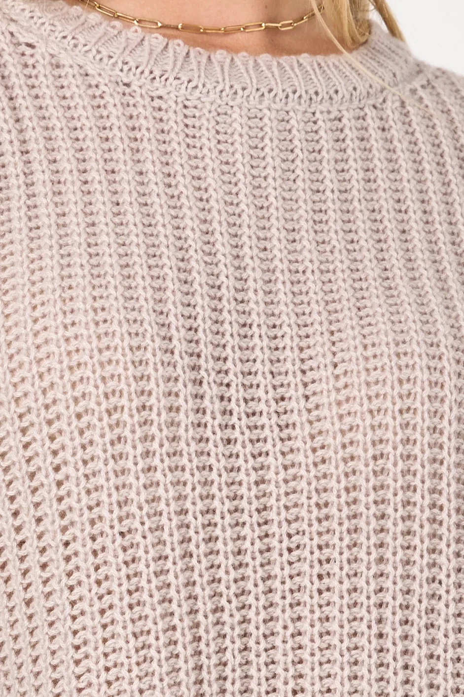 Corn Knit Cashmere Crewneck Sweater in Sand