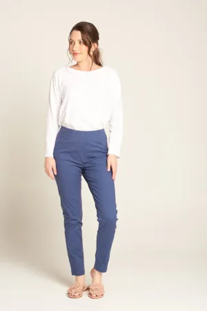 Cotton Elastic Waist Pant Denim Blue