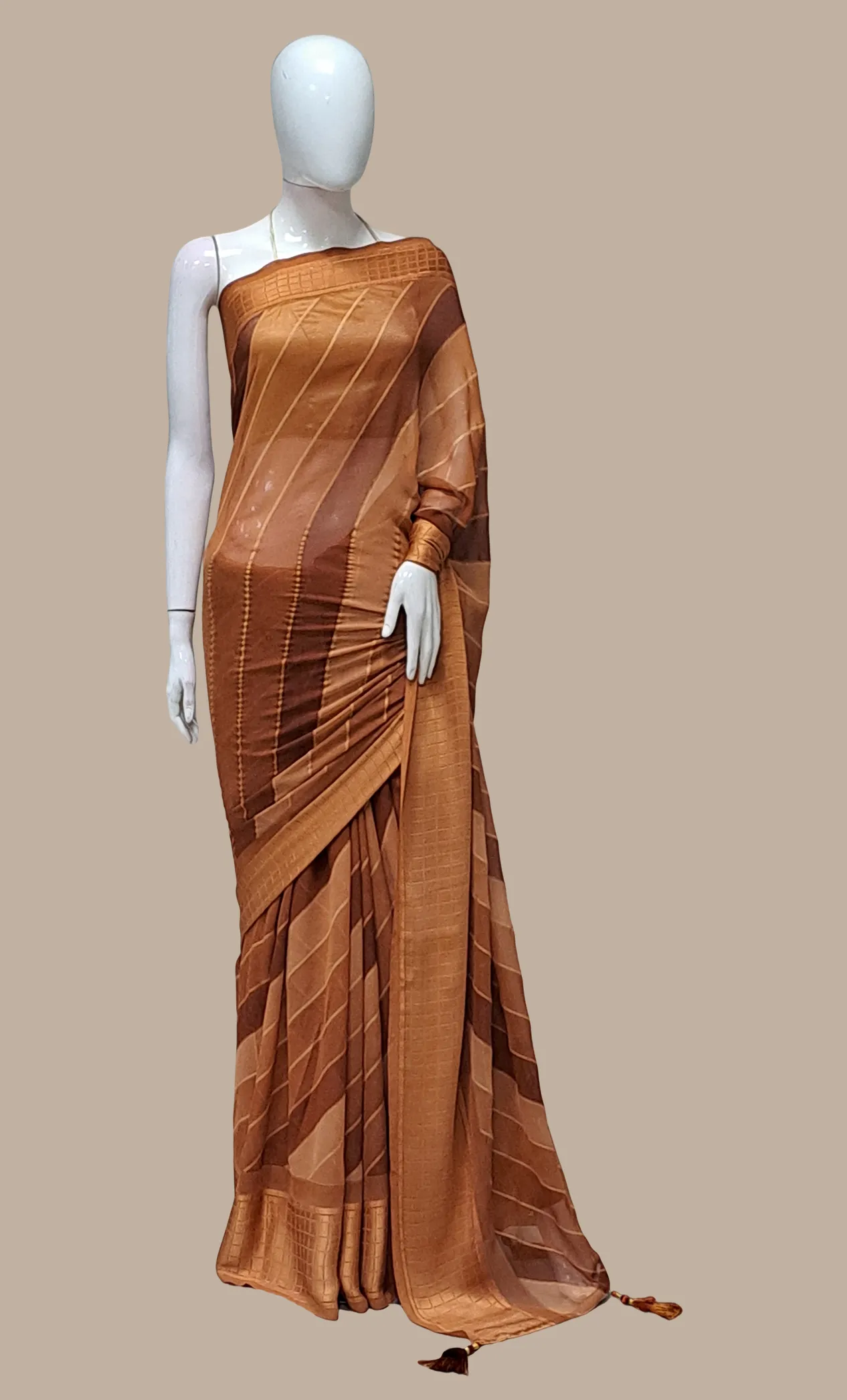 Deep Almond Embroidered Sari