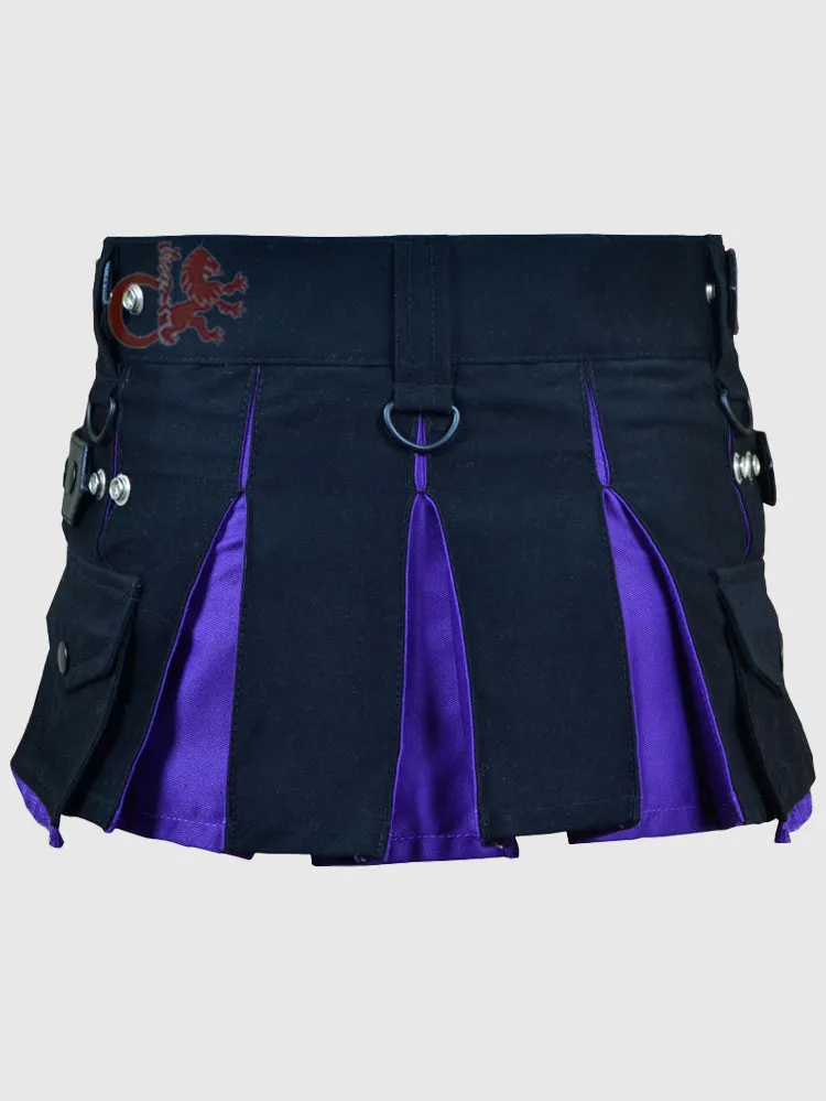 Deluxe Black and Blue Hybrid Kilt for Girls