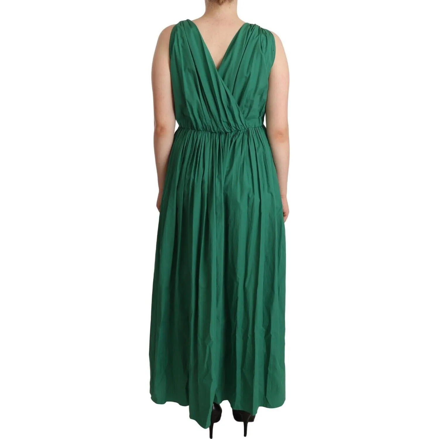 Dolce & Gabbana Elegant Deep Green Sleeveless A-Line Dress