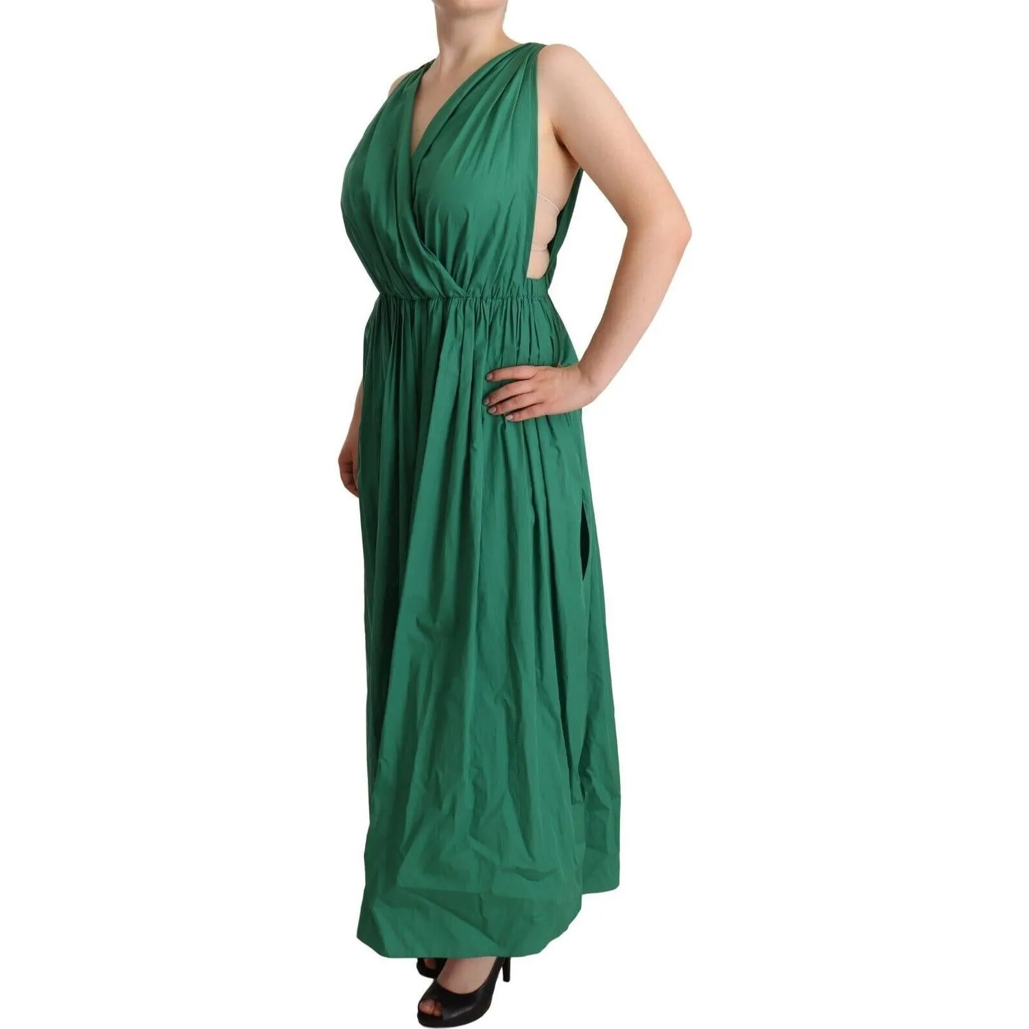 Dolce & Gabbana Elegant Deep Green Sleeveless A-Line Dress