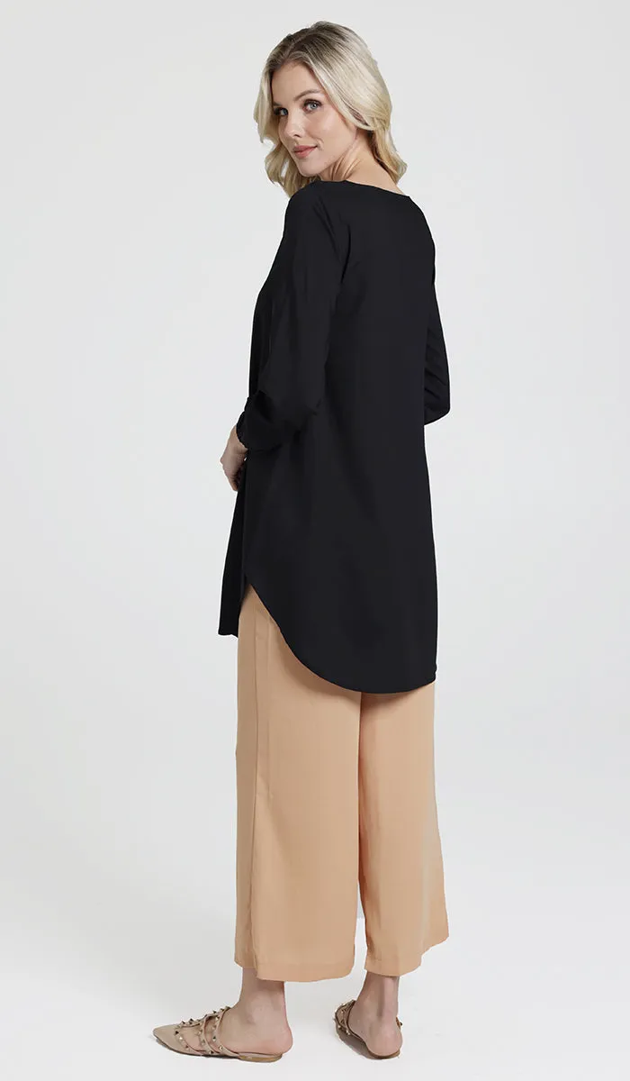 Donya Mostly Cotton Simple Everyday Tunic - Black