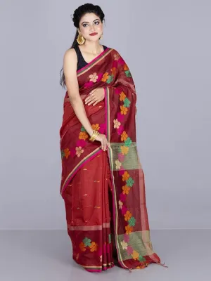 Elegant Maroon Par Anchal Buti Handloom Saree