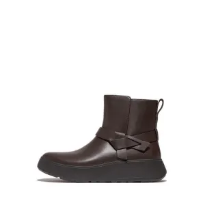 F-Mode Folded-Knot Leather Flatform Chelsea Boots