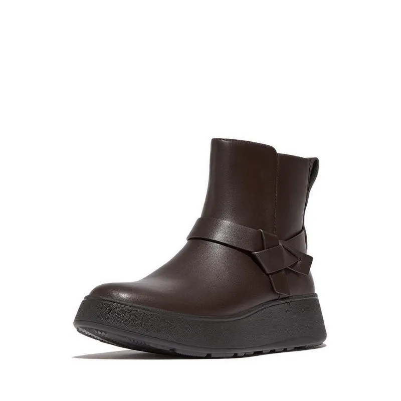 F-Mode Folded-Knot Leather Flatform Chelsea Boots