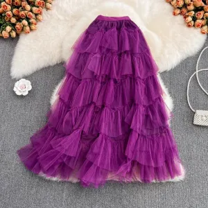 Fashionable skirt mid-length elastic waist half skirt irregular skirt     S4160