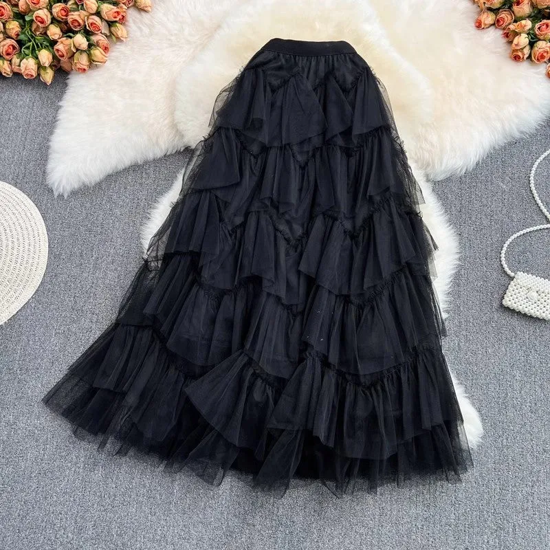 Fashionable skirt mid-length elastic waist half skirt irregular skirt     S4160