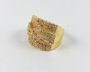 Fine Elegant Design CZ Yellow Gold Tone Brass Ring