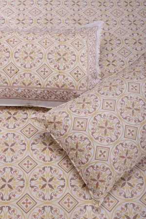 Gayatri Mosaic Beige Cotton Bedsheet