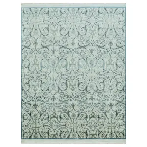 Green Mosaic Transitional Silk Rug - 8'11" x 12'2"