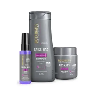 Grisalhos Gray White Hair Color Maintenance Treatment Kit 3 Itens - Bio Extratus