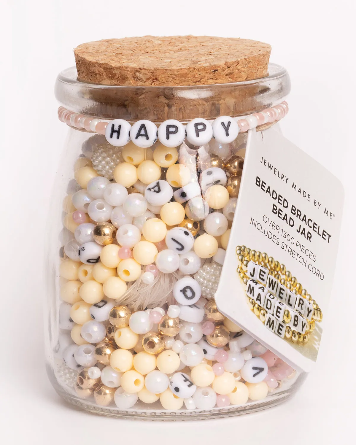 HAPPY Round Letter Neutral Tone DIY Bead Jar